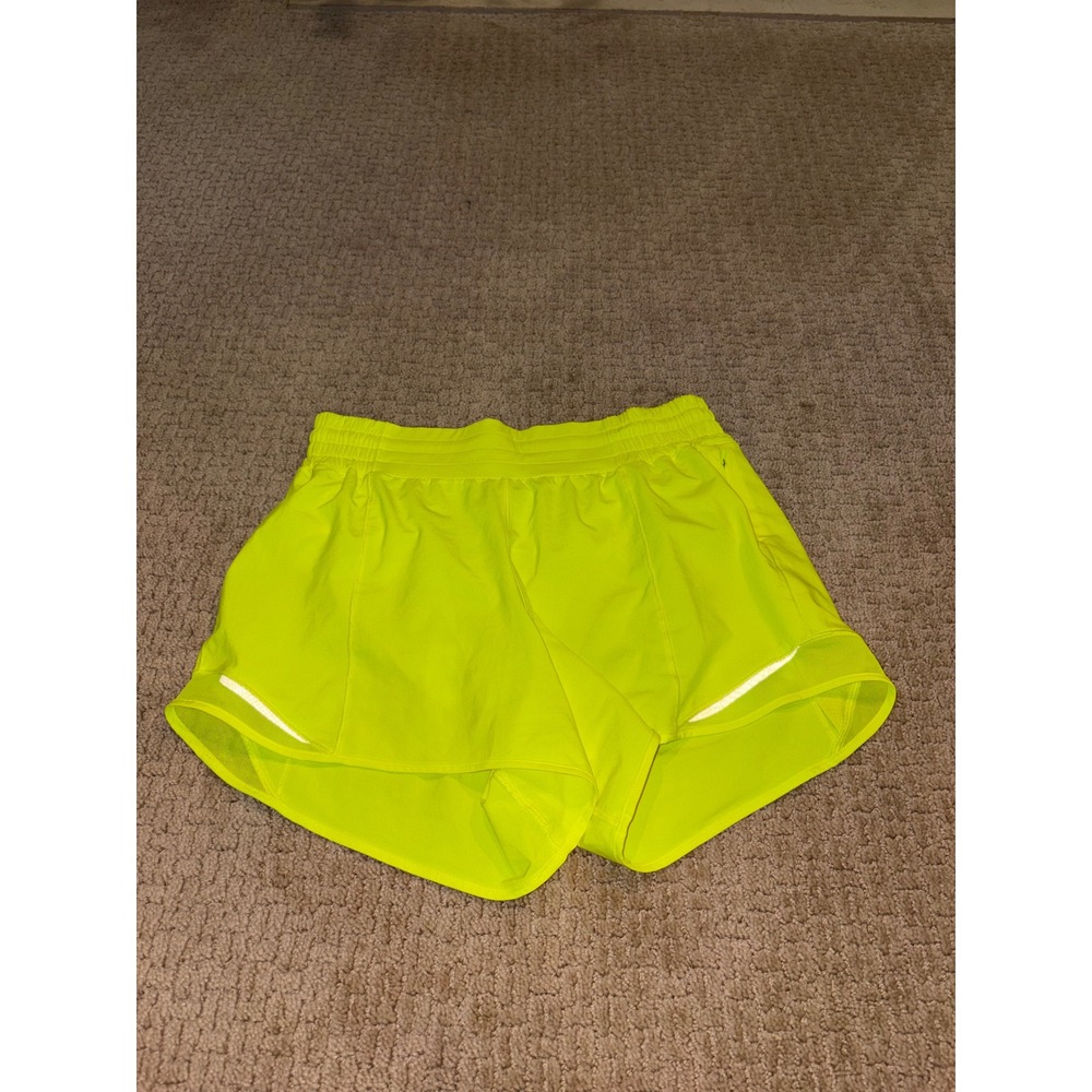 Lululemon Hotty Hot High-Rise Lined Short 4" Electric Lemon Neon Yellow Size 8